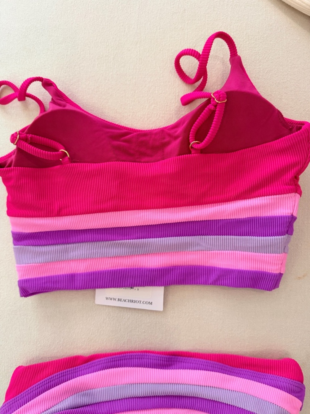 BEACH RIOT Mae-Millie 2-Piece Bikini Raspberry Color Block NWT Small - Picture 4 of 8